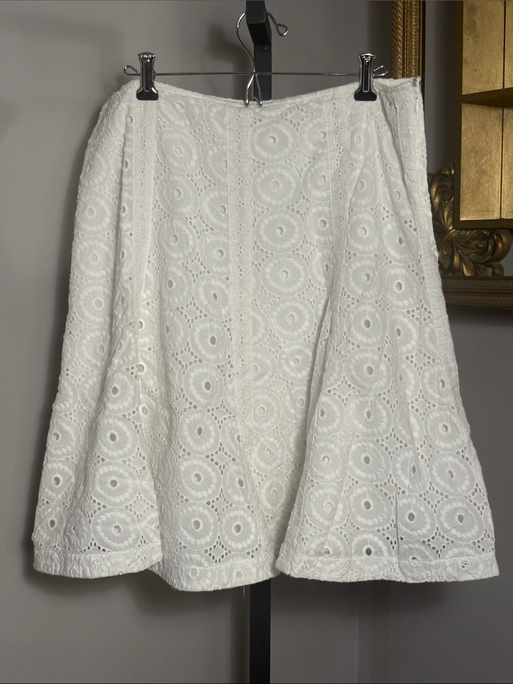 CAbi #381 Size 6 Lizette White Eyelet A-Line Skirt